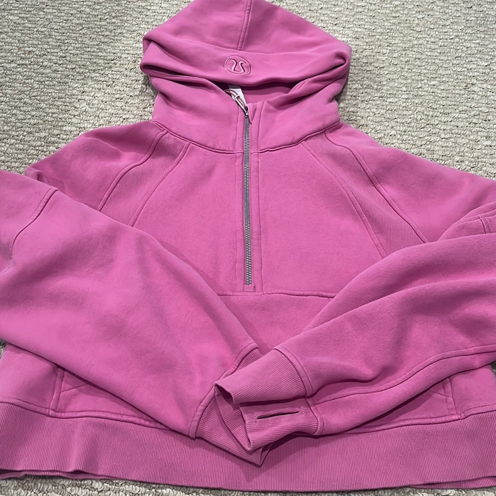 lululemon scuba oversized half zip pink blossom
